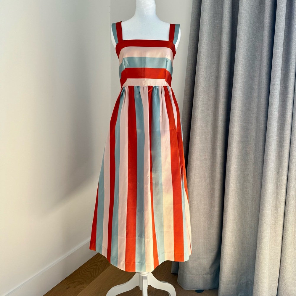 Red Valentino Striped Multicolor Midi Dress